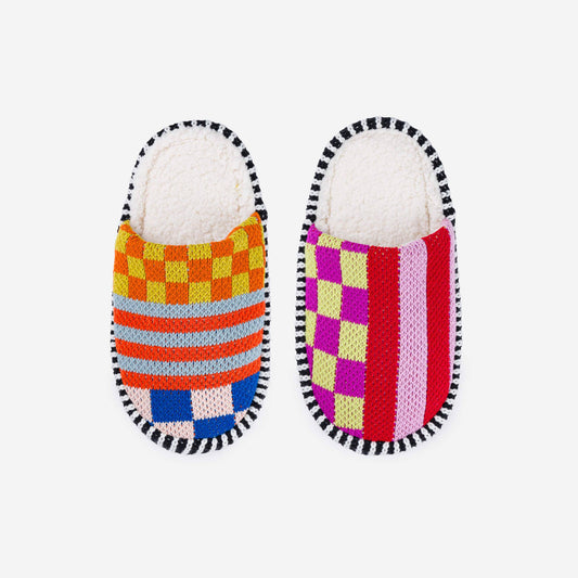 Pattern Patch Slide Slippers: Rainbow