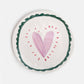 Lilac Heart/Teal Scallop Border Round Plate