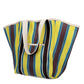 Recycled woven tote bag - Brown, yellow, teal