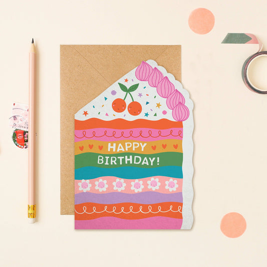Rainbow Sprinkle Cake Die Cut Luxury Birthday Card For Kids