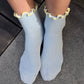 The Petite Ruffled Modal Socks : BABY BLUE / BUTTER
