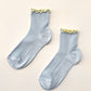 The Petite Ruffled Modal Socks : BABY BLUE / BUTTER
