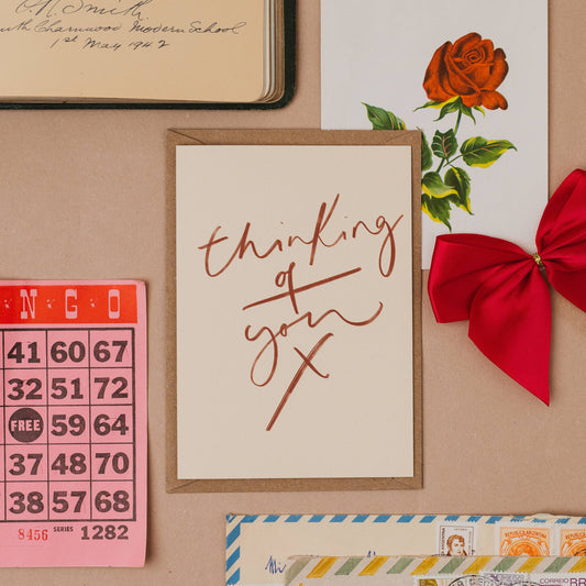 'Thinking of You X' Handwritten Condolence Card: Naked
