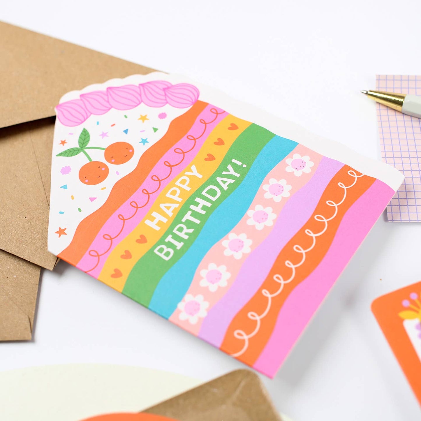 Rainbow Sprinkle Cake Die Cut Luxury Birthday Card For Kids