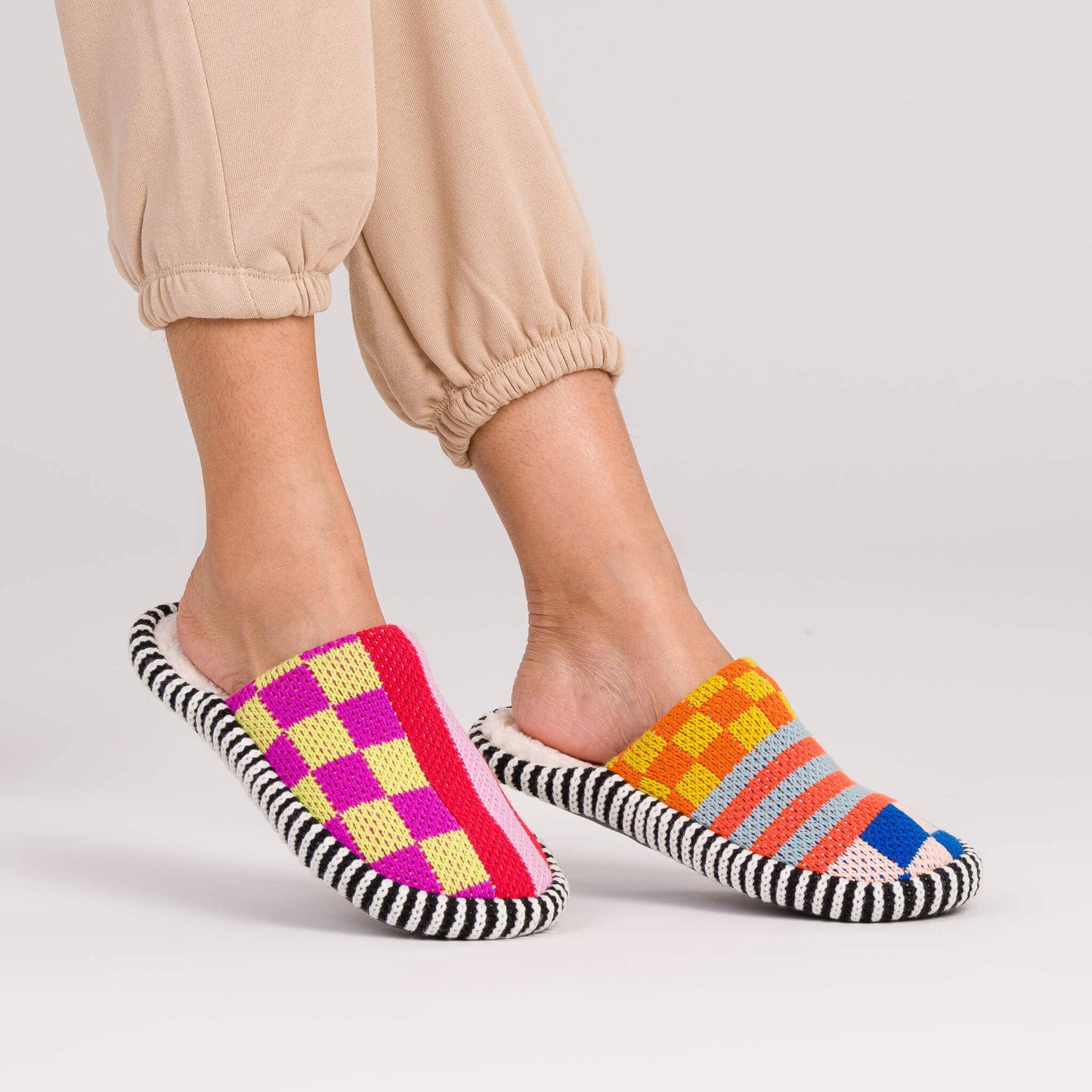 Pattern Patch Slide Slippers: Rainbow