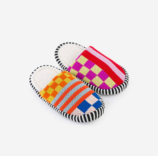 Pattern Patch Slide Slippers: Rainbow