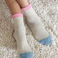 Color Block Girlfriend Socks : Grey Pink