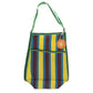 Recycled woven bag with side pocket - Brown, yellow, teal