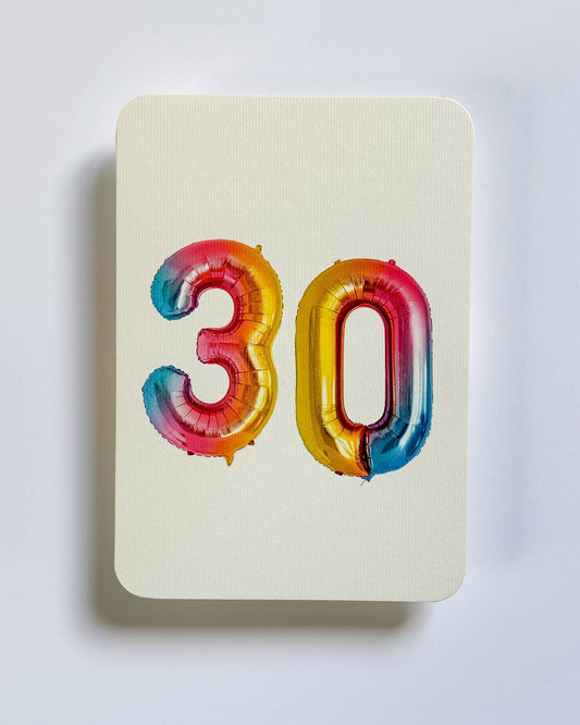 Birthday Balloon No.30 Greeting Card: Individual