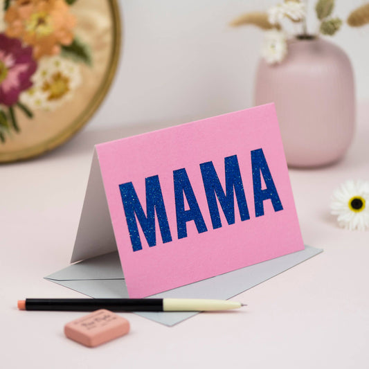 'Mama' Mother's Day Card with Biodegradable Glitter: Naked