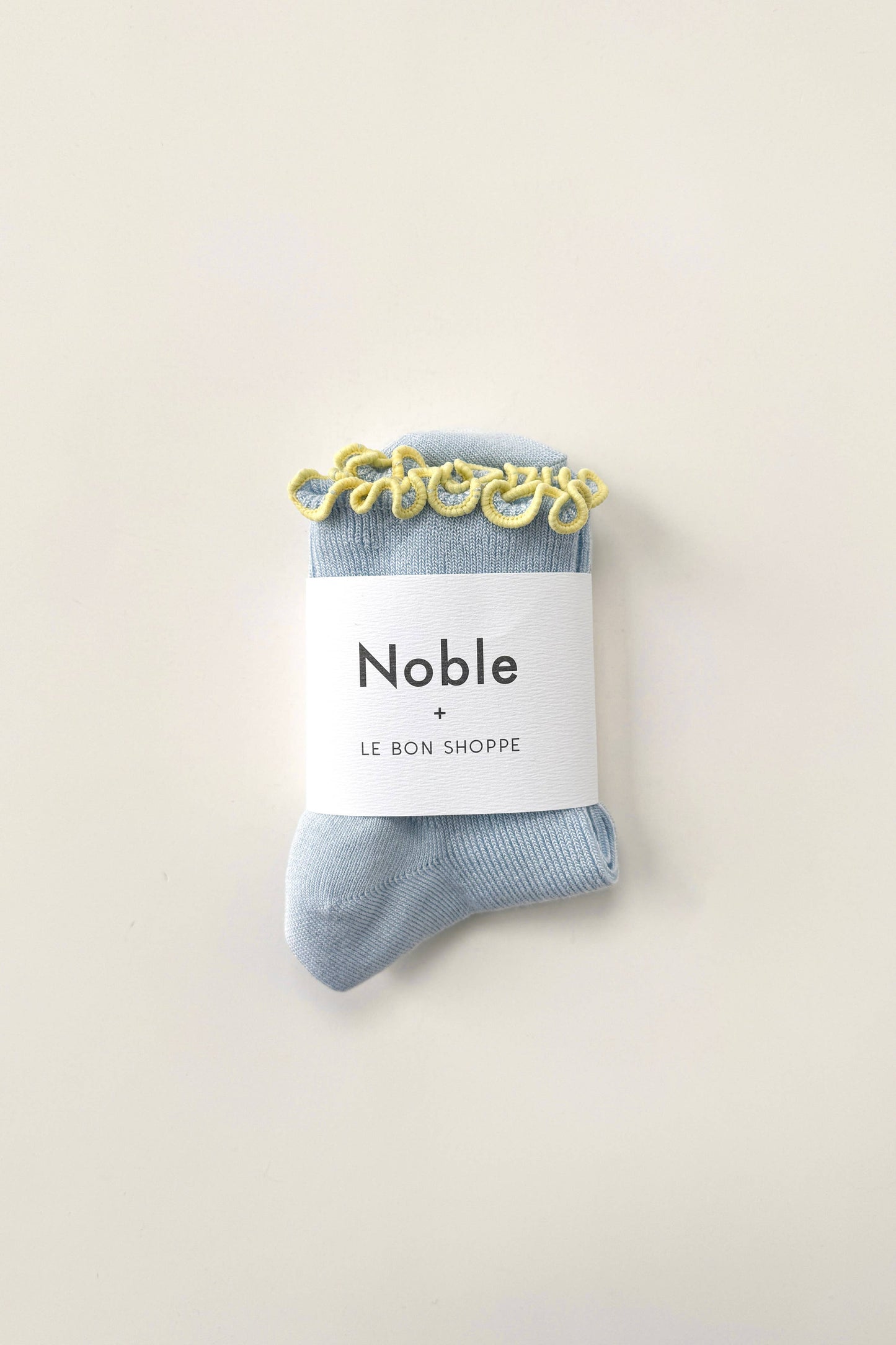 The Petite Ruffled Modal Socks : BABY BLUE / BUTTER