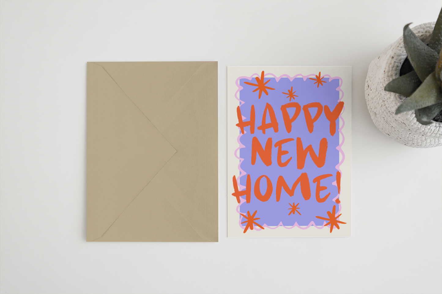 Happy New Home A6/5x7 card: Cello Bag (Biodegradeable) / A6