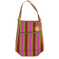 Recycled woven bag with side pocket - Yellow, pink, red
