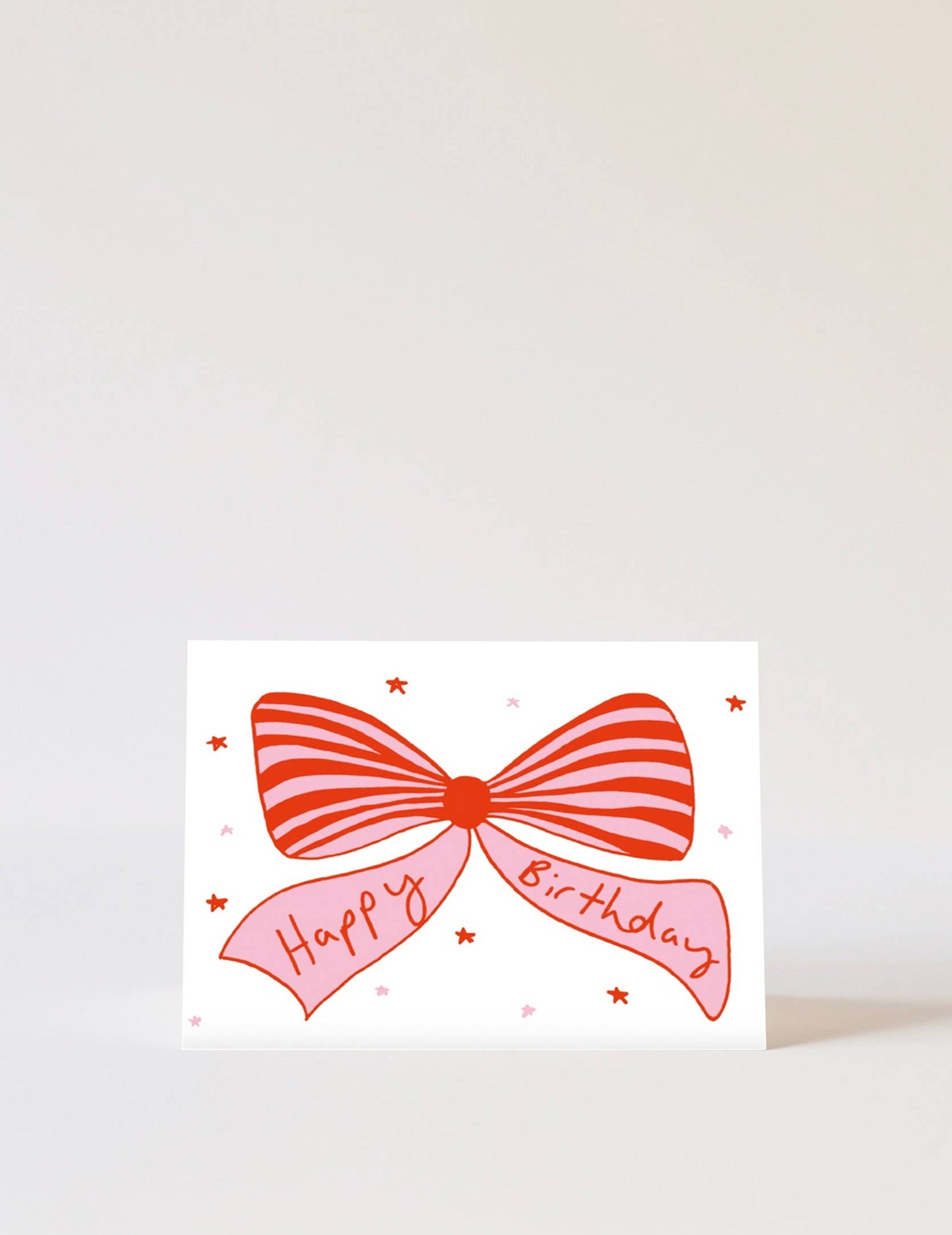 Bows Birthday Card Pink & Red: Pink / Matte