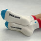 Embroidered Color Block Girlfriend Socks : BLUE RED + HEART