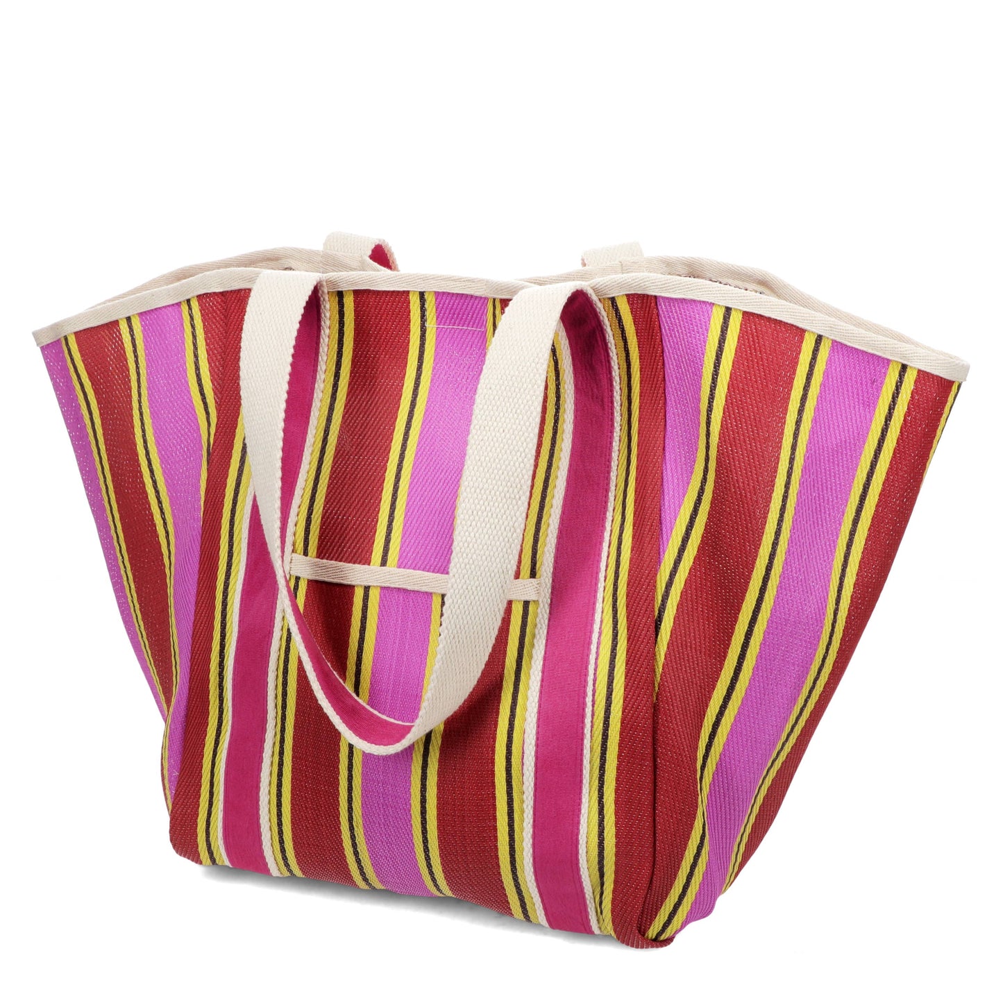 Recycled woven tote bag  - Yellow, pink, red