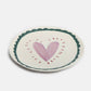 Lilac Heart/Teal Scallop Border Round Plate