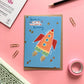 Rocketship Birthday Card: Gold Foil Stars, Outer Space