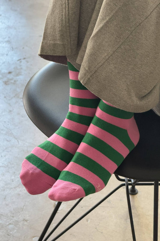 Wally Socks: Wide / Pink Green