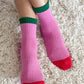 Color Block Girlfriend Socks : Rose Green