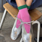 Color Block Girlfriend Socks : Rose Green