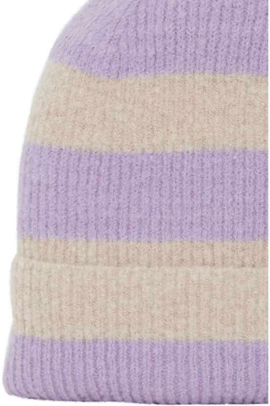 Stripe Knit Lilac Beanie Hat