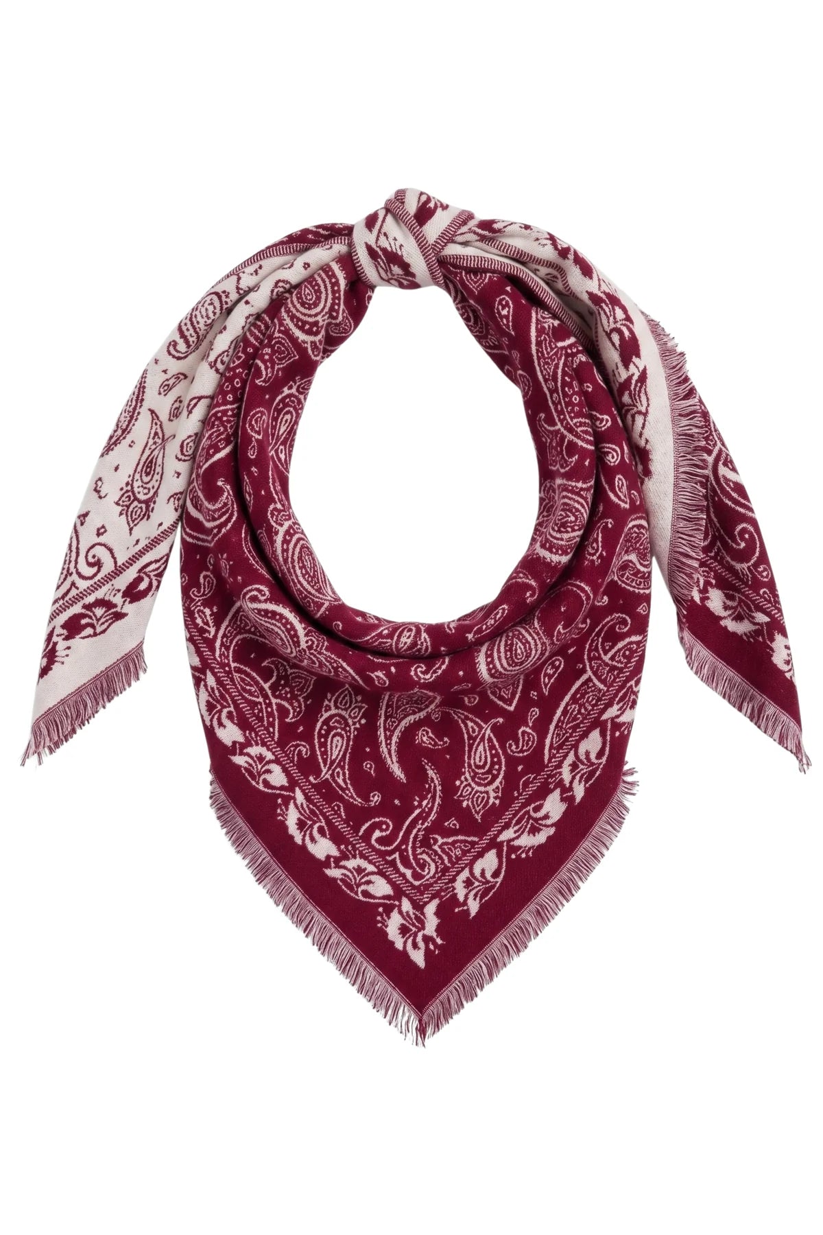 Large Triangle Paisley Scarf - Red