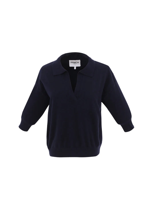 Plume Knit Top in Navy Blue