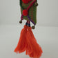 Embroidered tassel keyring : Orange