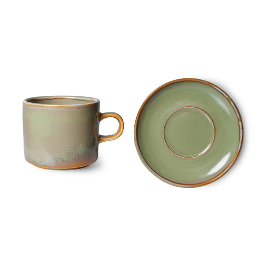 Hkliving : Chef ceramics: cup and saucer, moss green