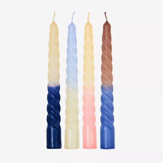 Twisted Nordic Taper Candles - Set of four