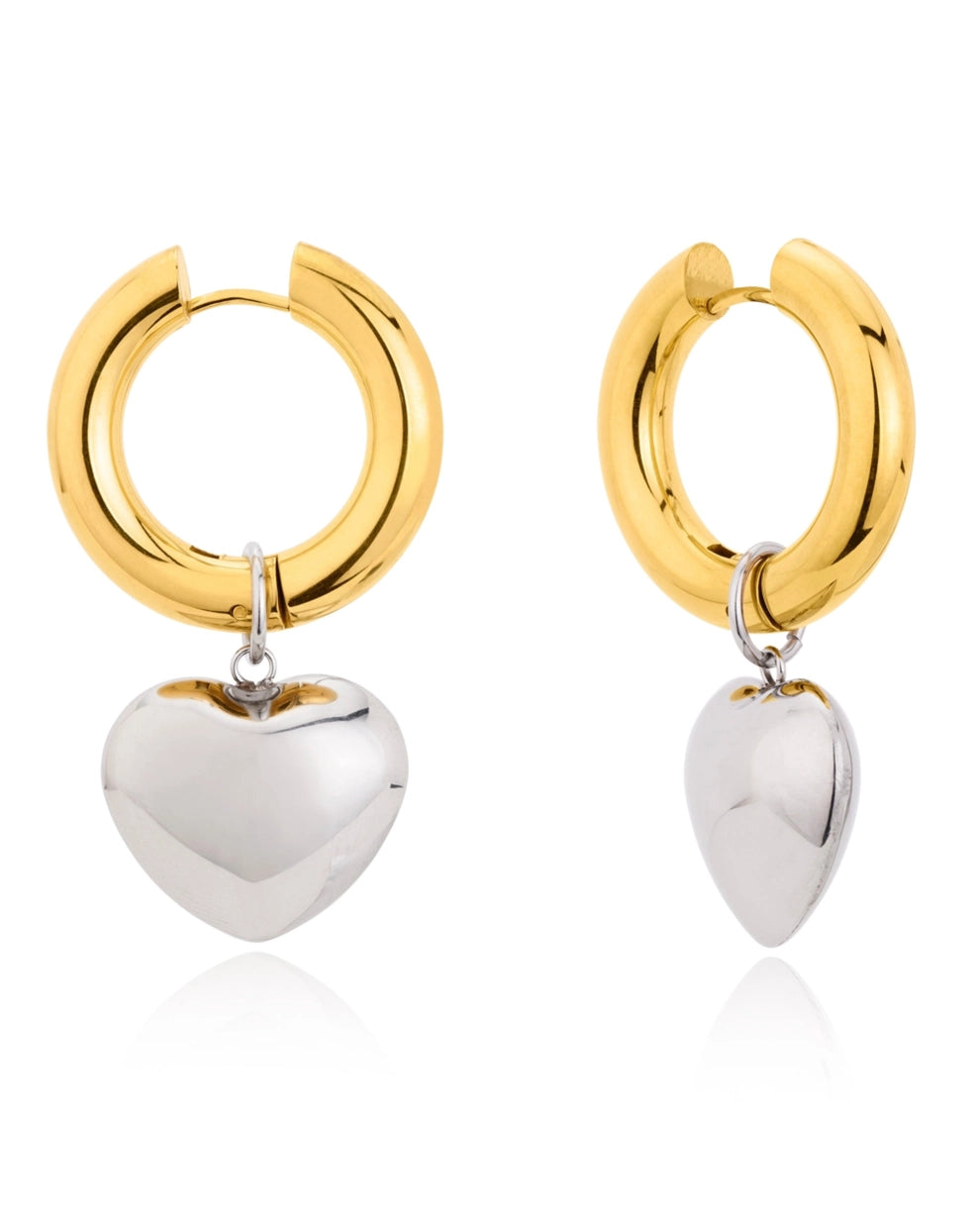 Two Tone Heart Earrings