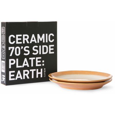 HKliving 7O's Ceramic Side Plate in Earth (set of 2)