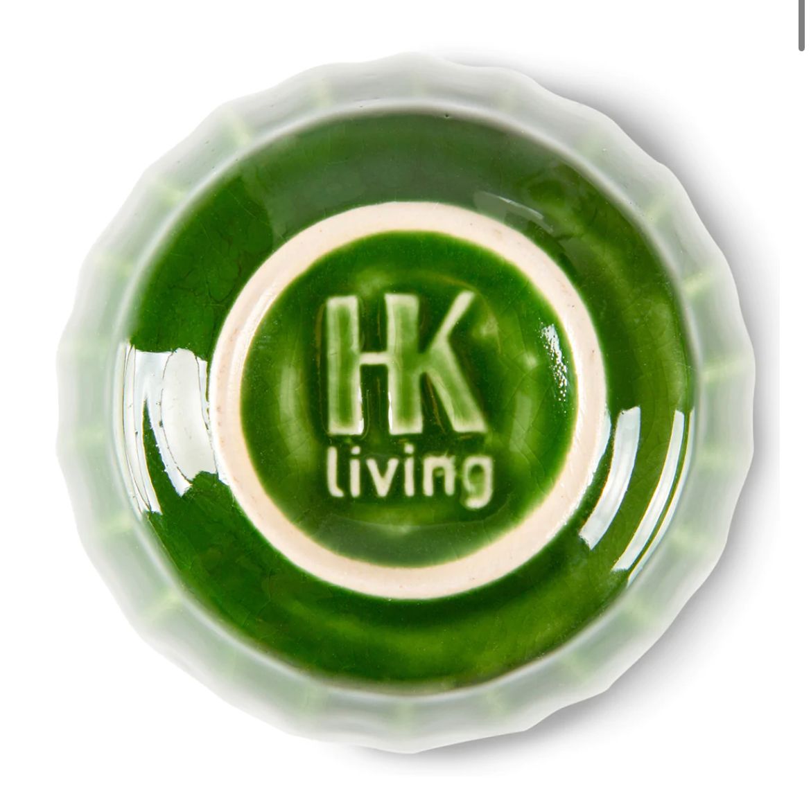 HKliving The Emeralds Ceramic Mug Ribbed Green (Set of 4)