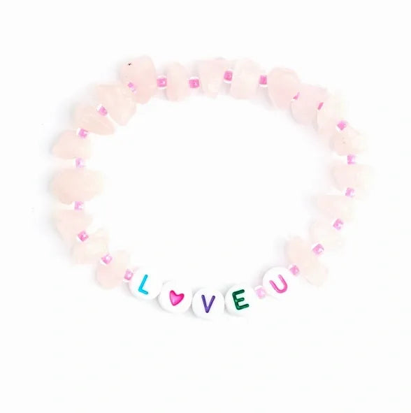 Crystal Bisous Love Hearts Rose Quartz Crystal Healing Bracelet