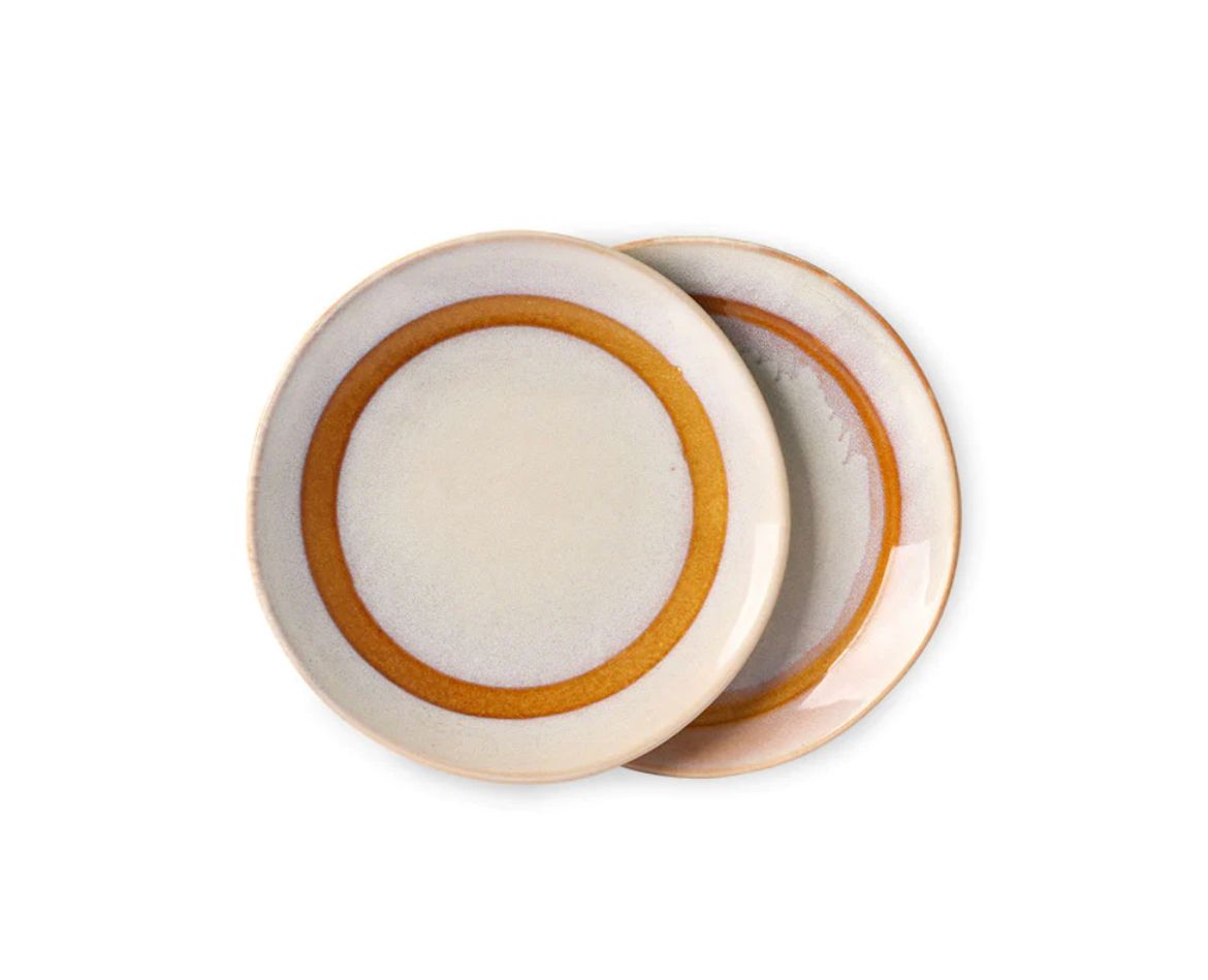 HKliving 70s ceramics: dessert plates: Snow (set of 2)